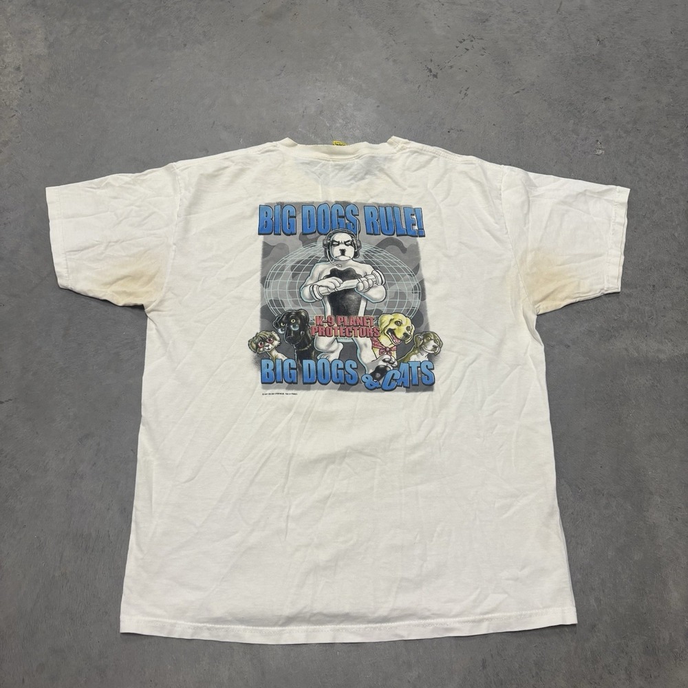 Big Dog Vintage T-shirt Big Dogs Rule! White Short Sleeve‎ Y2k Men's Size Large